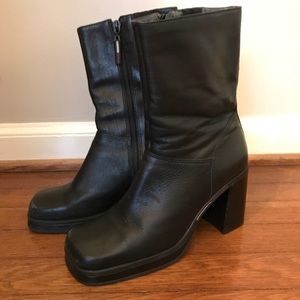 Tommy Hilfiger vintage 90s chunky heel black boots